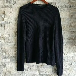 John Varvatos Navy Blue Textured Knit Sweater
